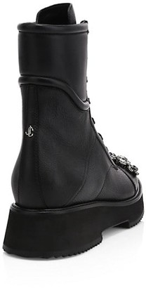 Jimmy Choo Hadley Crystal-Embellished Leather Combat Boots