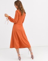Thumbnail for your product : ASOS DESIGN Long sleeve twist front midi dress