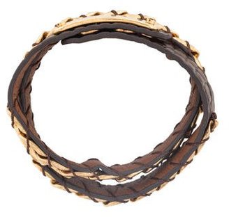 Michael Kors Chocolate Leather Double Wrap Bracelet