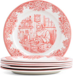 TJMAXX 6Pk Santa's Workshop Dinner Plate Set