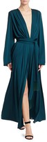Thumbnail for your product : Oscar de la Renta Deep V-Neck Long-Sleeve Gown