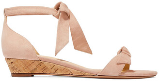 Alexandre Birman Clarita Bow-embellished Suede Wedge Sandals