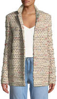 Thumbnail for your product : Adam Lippes Open-Front Long-Sleeve Cotton Tweed Long Blazer
