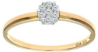 Naava Women's 9 ct Yellow Gold 10pts Diamond Cluster Ring