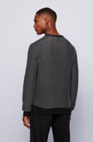 Thumbnail for your product : Boss Two-tone crew-neck sweater in cotton-kapok jacquard