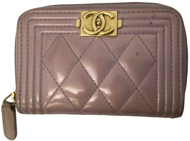 purple patent leather purse