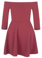 Thumbnail for your product : New Look Teens Dark Red 3/4 Sleeve Bardot Neck Skater Dress