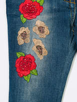 Thumbnail for your product : Miss Blumarine floral embroidered jeans