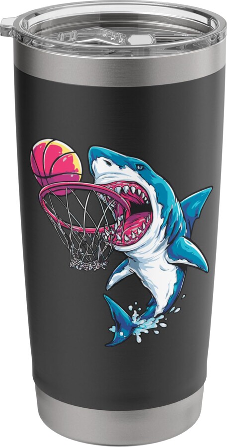 Basketball Shark Outfit Sporty Shark loves Basketball Costume for Boys and Girls Stainless Steel Insulated Tumbler