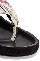 Thumbnail for your product : Isabel Marant Leakey Ruffled Printed Leather Sandals - Ecru