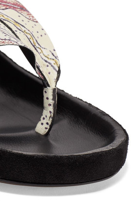 Isabel Marant Leakey Ruffled Printed Leather Sandals - Ecru