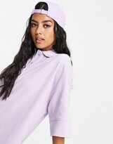 Thumbnail for your product : Monki Jonna cotton midi polo dress in lilac - PURPLE