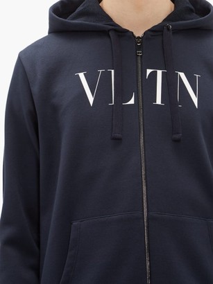 Valentino Logo-print Cotton Hooded Sweatshirt - Navy White
