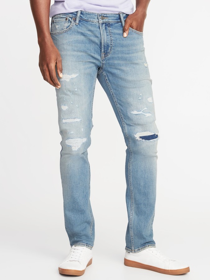 Old Navy Skinny Built-In Flex Distressed Jeans For Men - ShopStyle