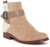 Thumbnail for your product : Kelsi Dagger Brooklyn Clermont Genuine Shearling Detail Croc Embossed Suede Bootie