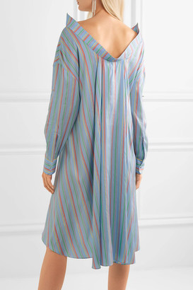 Esteban Cortazar Asymmetric Striped Silk Mini Dress - Blue