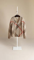 Thumbnail for your product : Burberry Check V-neck Wool Cashmere Cardigan