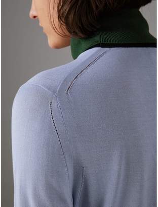 Burberry Colour Block Silk Cashmere Roll-neck Sweater