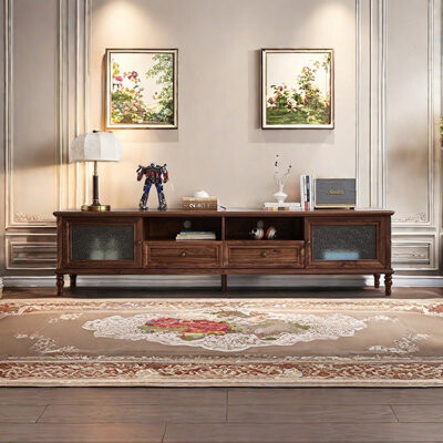 Finaewg American style retro solid wood TV cabinet