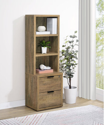 Carnahan 3-Shelf Bookcase Usb And Lockable Drawer