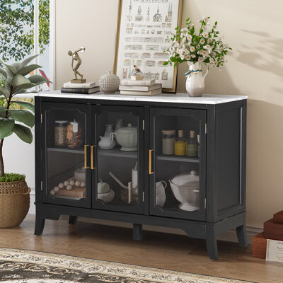 Highland Dunes Alston 47.9'' Wide 3 Doors Wood Sideboard Buffet