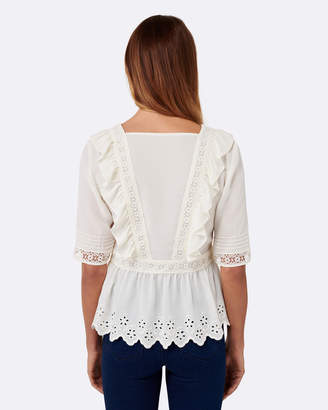 Forever New Ruby Frill Lace Splice Blouse