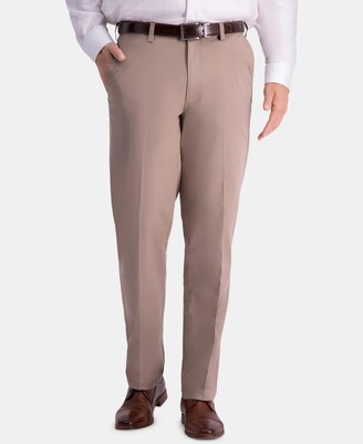 Haggar Men's Premium Comfort Khaki Classic-Fit 2-Way Stretch Wrinkle Resistant Flat Front Stretch Casual Pants