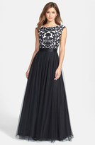 Thumbnail for your product : Aidan Mattox Women's Embroidered Bodice Mesh Ballgown