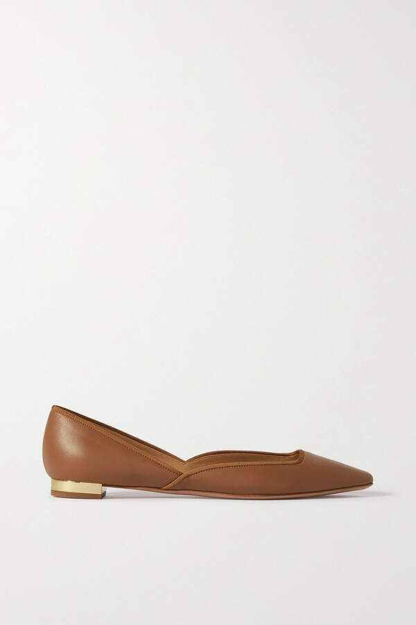 brown pointed flat shoes