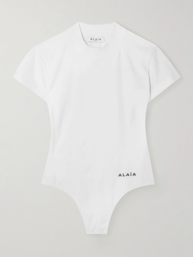 Alaïa - Embroidered Stretch-cotton Jersey Bodysuit - White