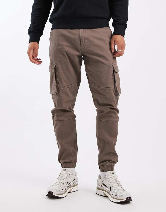 ONLY & SONS tapered cuffed cargo pants in light brown