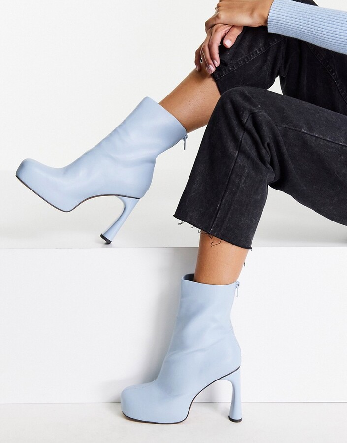 Topshop Harri platform high heeled sock boot in blue - ShopStyle Women's  Fashion