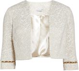 Thumbnail for your product : Gina Bacconi Cream gold jacquard jacket with trim