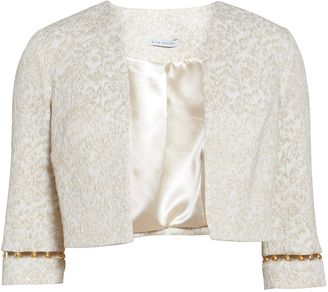 Gina Bacconi Cream gold jacquard jacket with trim