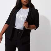 Thumbnail for your product : River Island Womens Plus black ruched sleeve blazer