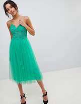 Thumbnail for your product : ASOS Design Premium Lace Cami Top Tulle Midi Dress