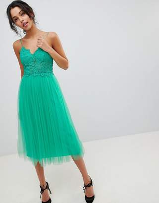 ASOS Design Premium Lace Cami Top Tulle Midi Dress