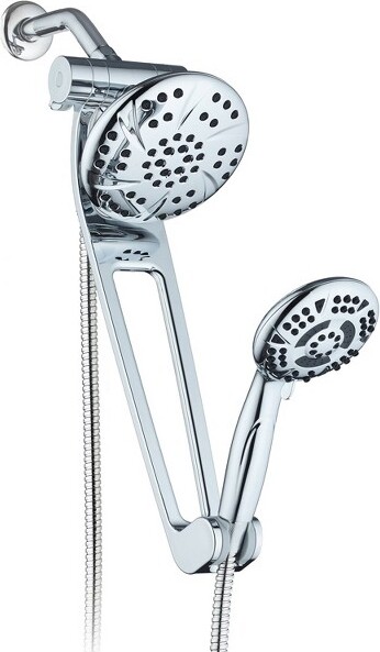 Aquabar6"HighPressureLuxuryThree-WayRain/HandheldShowerHeadComboChrome:ABS&Brass,PolishedFinish,2.5GPM