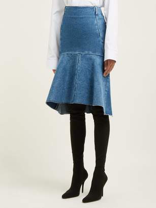 Balenciaga Fluted Denim Midi Skirt - Womens - Denim