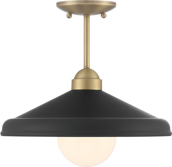 Lumanity Brooks Matte Black 14In Semi-Flush Mount Ceiling Barn Light