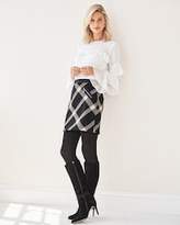 Thumbnail for your product : White House Black Market Leather Trim Plaid Boot Skirt