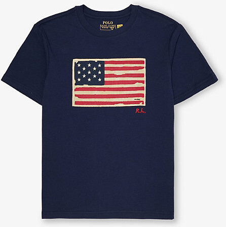 Polo Ralph Lauren Cruise Navy Boys' Patch Short-Sleeves Cotton-Jersey T-Shirt L