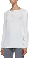 Thumbnail for your product : Lafayette 148 New York Pattie Long-Sleeve Silk Blouse, Cloud