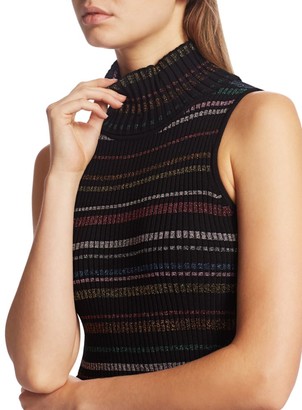 Milly Metallic Stripe Turtleneck Sweater Dress