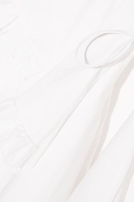 Isa Arfen Venetian Ruffled Broderie Anglaise-trimmed Cotton-poplin Mini Dress - Off-white