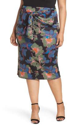 LOST INK Ivy Floral Bow Detail Pencil Skirt