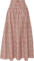 Thumbnail for your product : Freya Rejina Pyo Pleated Checked Cotton-Poplin Midi Skirt
