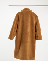 Thumbnail for your product : Only oversized teddy coat in tan
