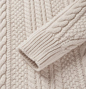 J.Crew Cable-Knit Cotton Rollneck Sweater - Men - Cream