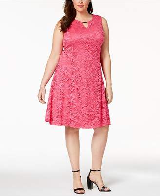 JM Collection Plus Size Lace Keyhole Dress, Created for Macy's